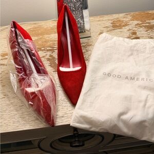 Good American Red Pointed Toe Pumps Size 7